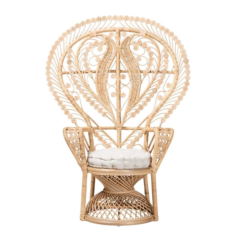 Baxton Studio Fedra Modern Bohemian Natural Brown Rattan Peacock Accent Chair