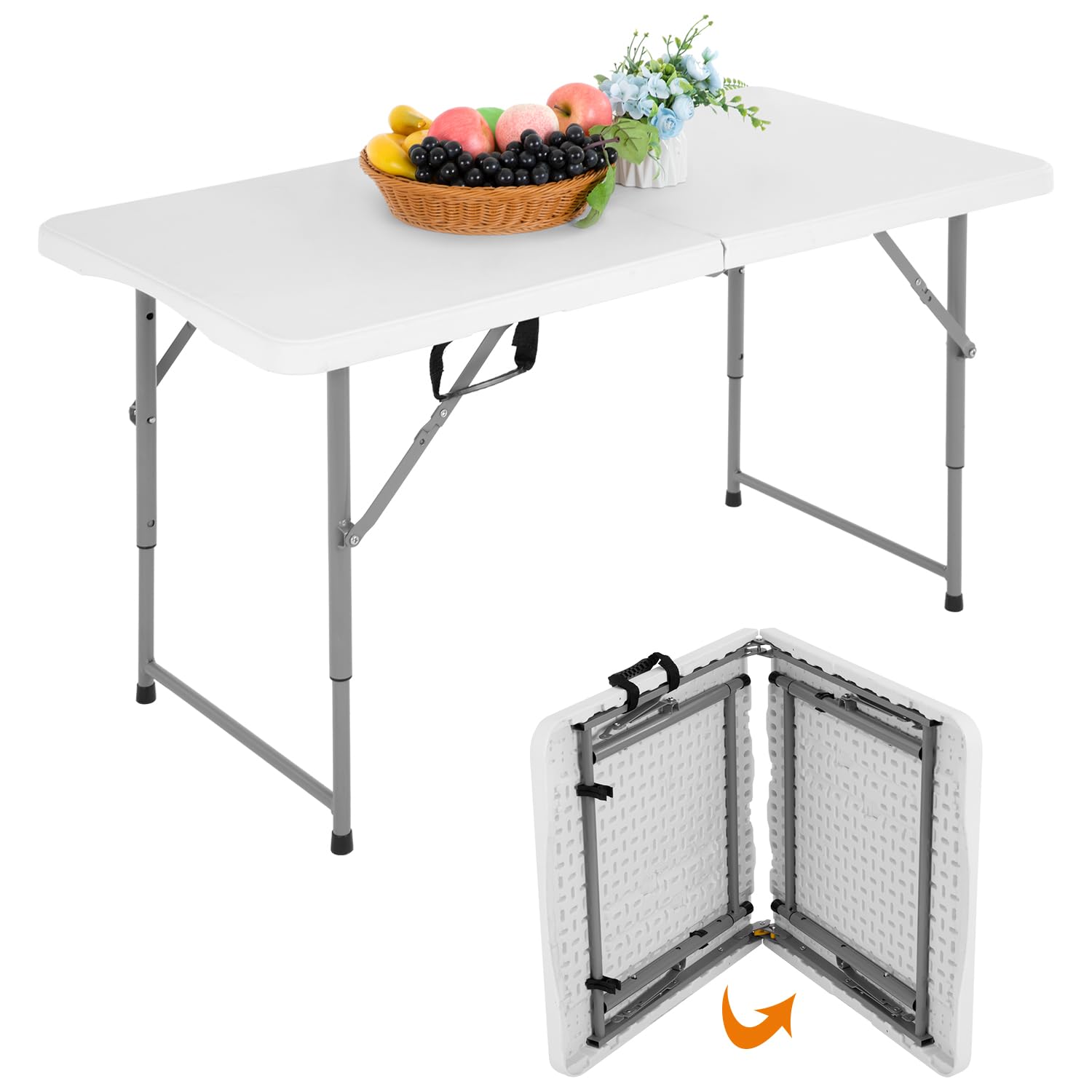 Bestoffice Camping Folding 4 Foot Plastic Table, White
