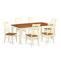 East West Furniture QUIN7-WHI-W 7 Piece Dining Set Consist of a Rectangle Dining Room Table with Butterfly Leaf and 6 Wood Seat Chairs, 40x78 Inch, Buttermilk & Cherry