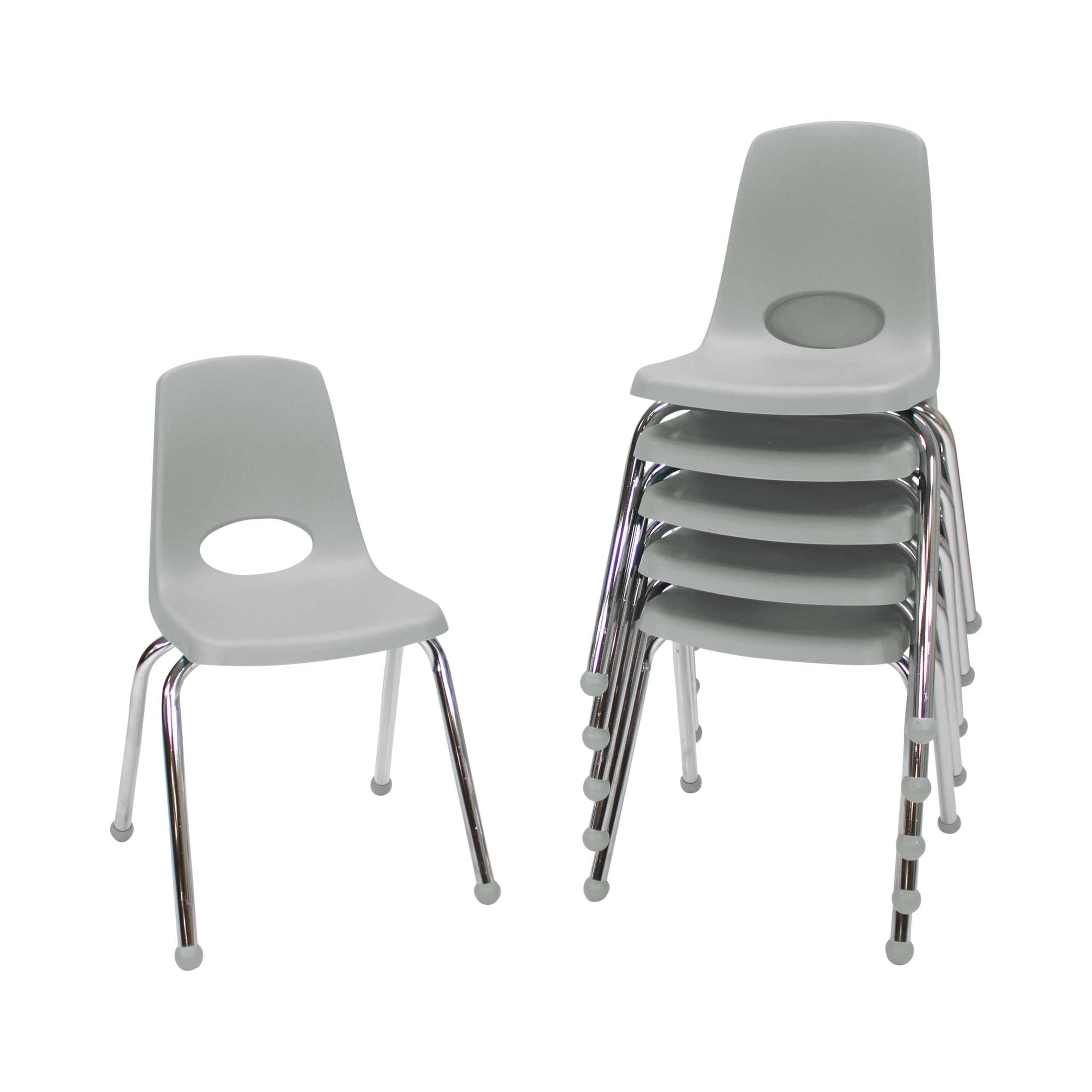 Factory Direct Partners 10367-LG 16 School Stack Chair, Stacking Student Seat with Chromed Steel Legs and Ball Glides for in-Hom
