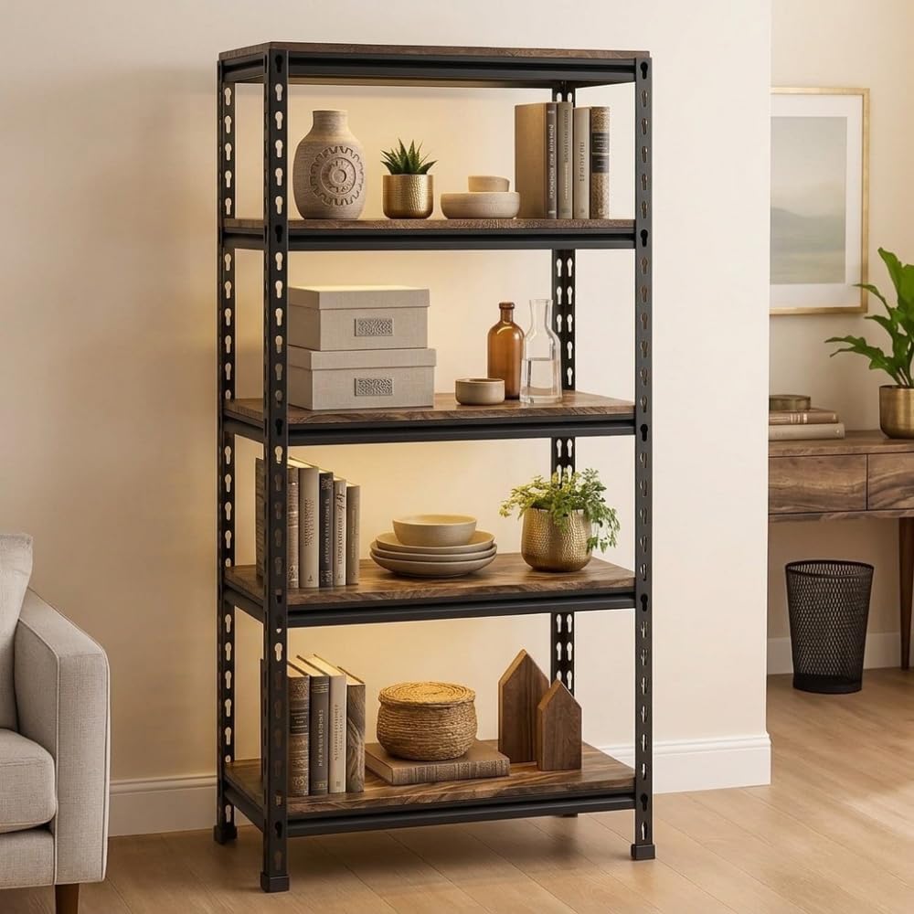Ayras A Star Heavy Duty 5 Tier Storage Rack | Multipurpose Metal Shelving Unit With Mdf Boards | Boltless Adjustable Rack For Ho