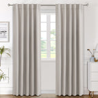 H.Versailtex Blackout Curtains Thermal Insulated Window Treatment Panels Room Darkening Blackout Drapes For Living Room Back Tab/Rod Pocket Bedroom Draperies (2 Panels, Stone, 42 X 84 Inch)