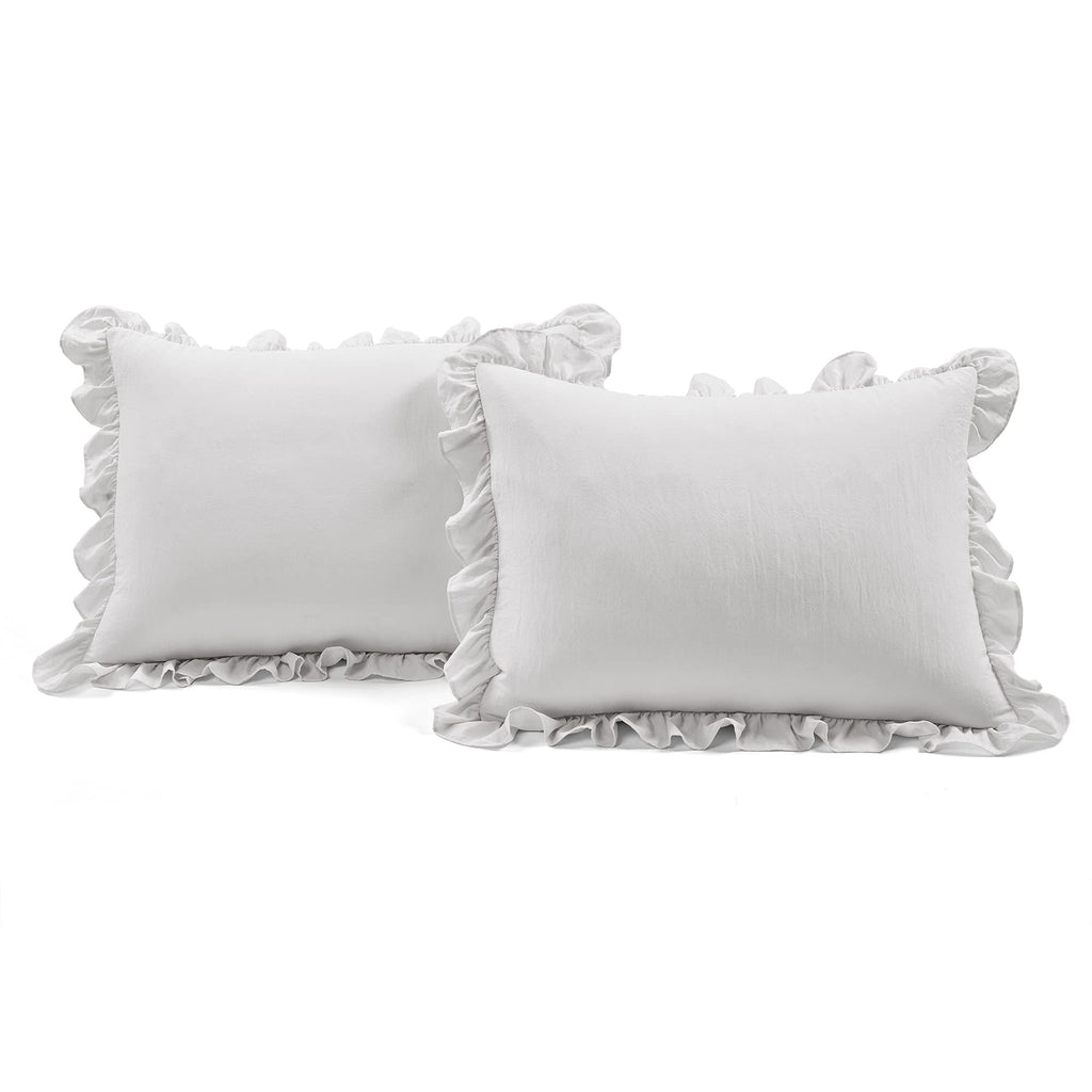 Lush Decor Reyna Ruffle Daybed Set - 6 Piece Cozy Ruffled Bedding Set - Timeless Elegance And Comfort - 68'' W X 92'' L, Light G