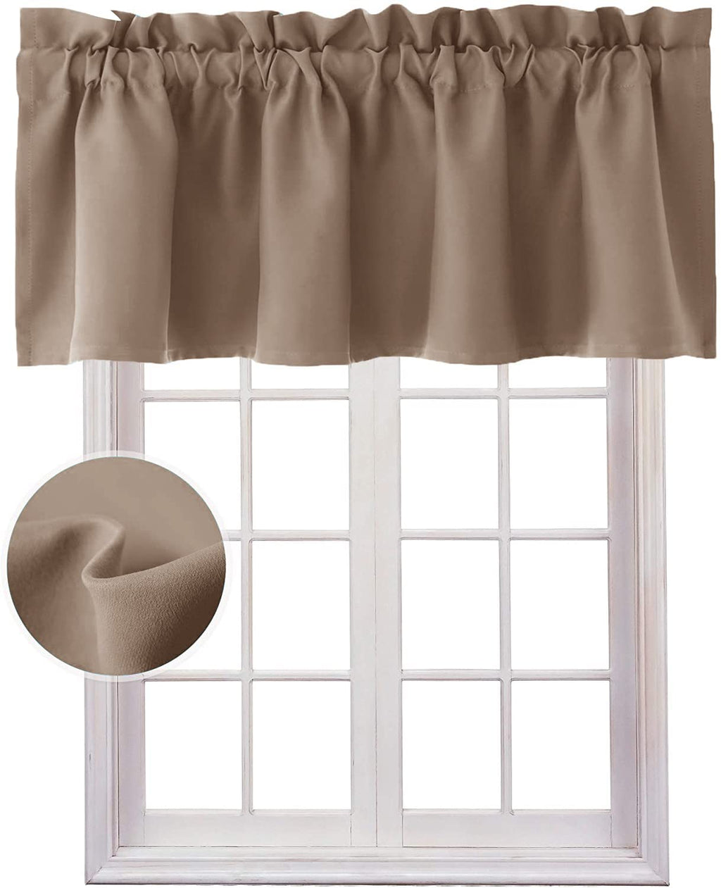 Hiasan Valance Curtains For Kitchen Blackout Thermal Insulated Solid Window Curtain Valance, Cappuccino, 60 X 18 Inches, 1 Panel
