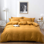 CLOTHKNOW Mustard Yellow Comforter Set California King 3Pcs Dark Yellow Bedding Comforter Sets Turmeric Comforter Soft Yellow Co