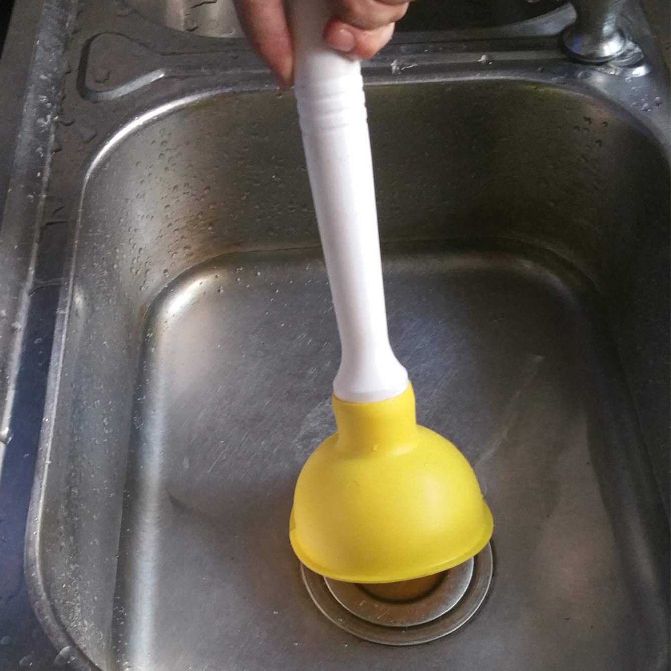 Coralpearl Drain Plunger, Small Hand Force Plumber Helper, Little 4 Inch Cup Clog Remover, Tiny Rubber Unclogger In 9'' Short Ha