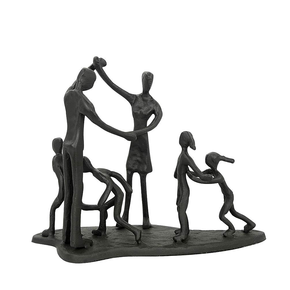 DreamsEden Family of 6 Figurines, Family Sculpture Home Decor Accent, Gifts for Families, Cast Iron Family Statue for Anniversar