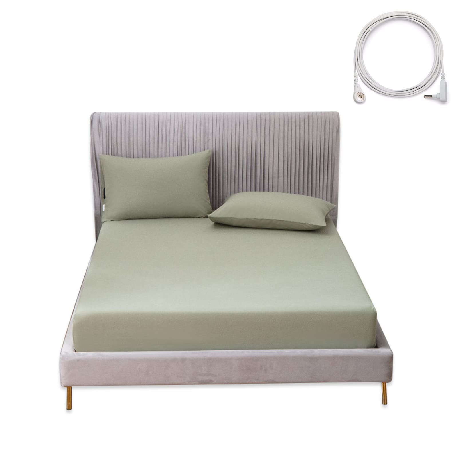 Grounding Sheets for Earthing, 15'' Deep Pockets Earthing Fitted Bottom Sheet, Queen Bedding Fitted Sheet
