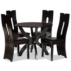 Baxton Studio Ronda Dark Brown Faux Leather Wood 5-Piece Dining Set