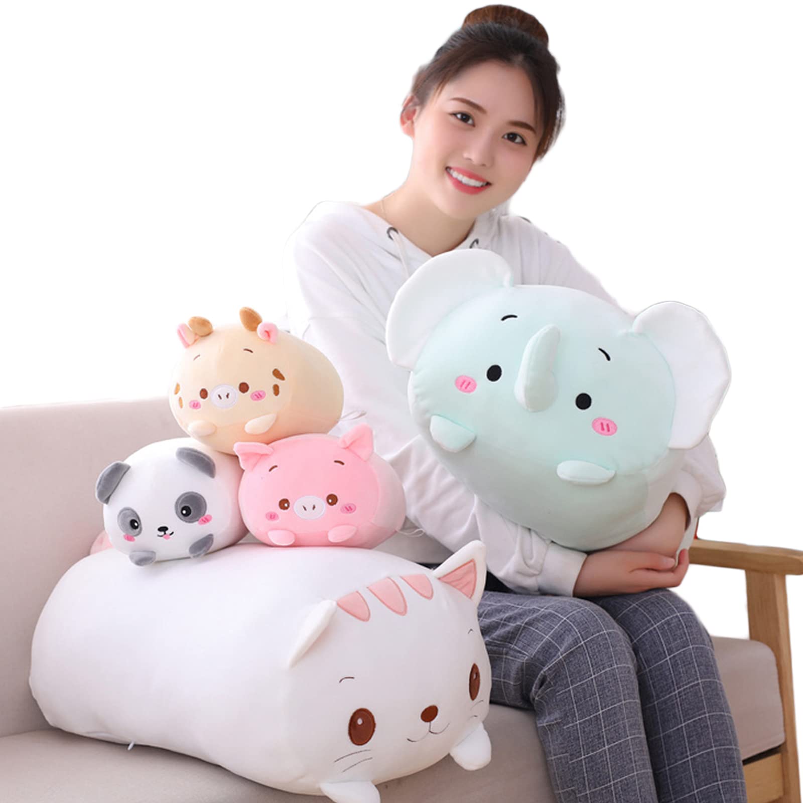 Hitoshe Panda Plush Stuffed Animal, Cute Panda Plushie Cylindrical Body Pillow Toy Gifts For Kids Birthday, Valentine, Christmas
