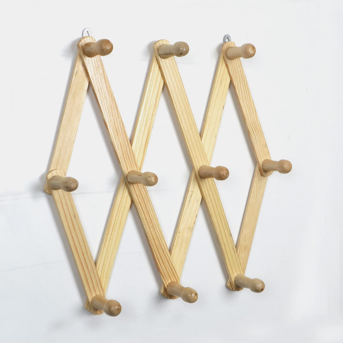 Hokipo Wooden Bamboo Wall Mounted Adjustable Hanger For Clothes/Coats/Hats  44 Cm (Ar3837)