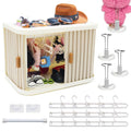 Bofiyma Foldable Doll Wardrobe Storage Compatible with Labubu - Complete Display Kit with 15 Hangers, Rod & 4 Stands - Sliding D