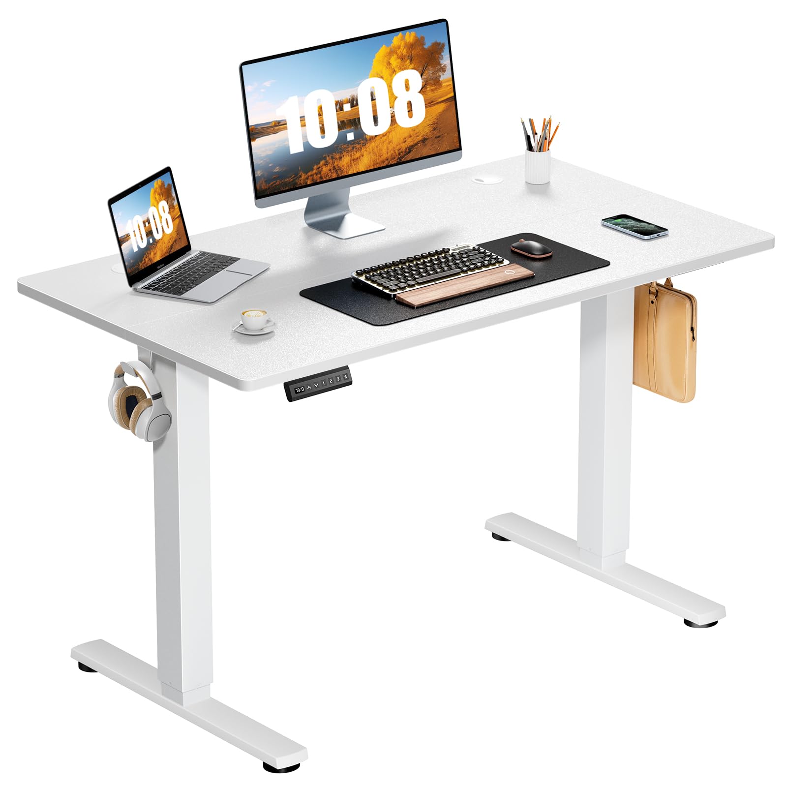 Sweetcrispy Electric Standing Desk Adjustable Height, 40x24 Inch Sit Stand Up Home Office Desks Computer Workstation PC Work Tab