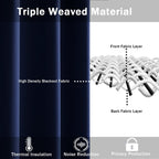 Jiuzhen Blackout Curtains With Tiebacks - Thermal Insulated, Light Blocking And Noise Reducing Grommet Curtain Drapes For Bedroom And Living Room, Set Of 2 Panels, 42 X 45 Inch Length, Navy Blue