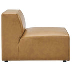 Modway Mingle Vegan Leather Sectional Sofa Armless Chair in Tan
