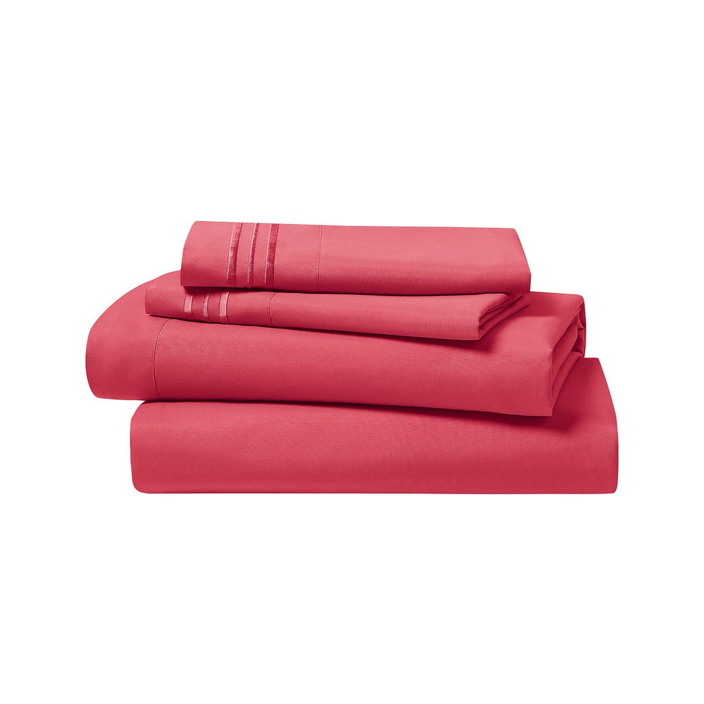 Clara Clark Full Sheets Set, Deep Pocket Bed Sheets For Full Size Bed - 4 Piece Full Size Sheets, Extra Soft Bedding Sheets & Pillowcases, Coral Pink Sheets Full