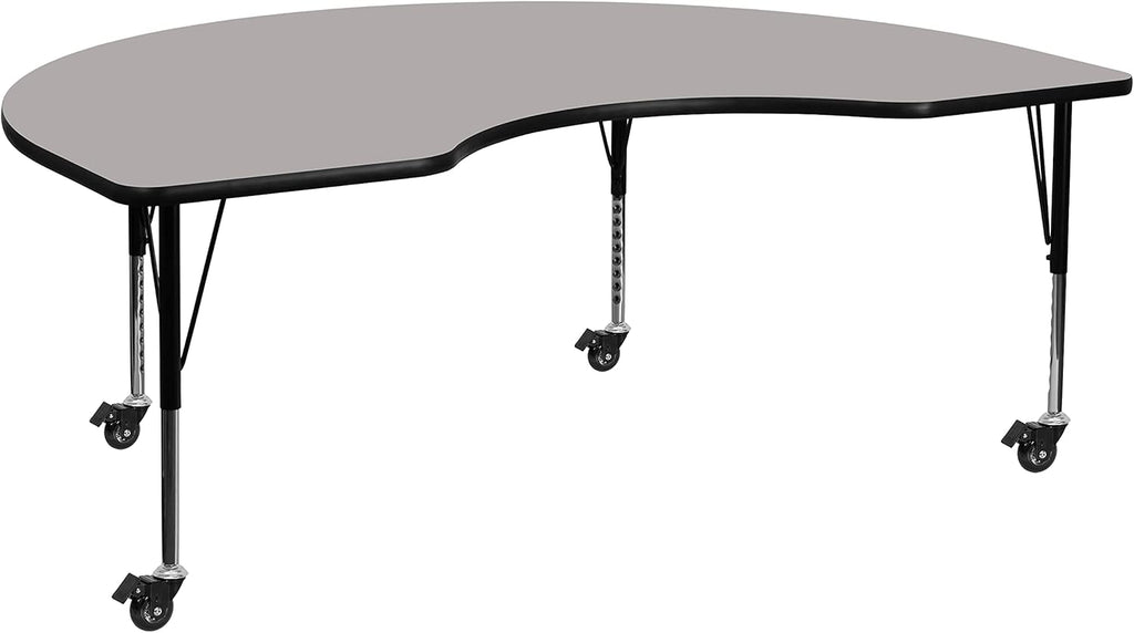 Mobile 48 Round Grey HP Laminate Activity Table - Height Adjustable Short Legs
