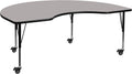 Mobile 48 Round Grey HP Laminate Activity Table - Height Adjustable Short Legs