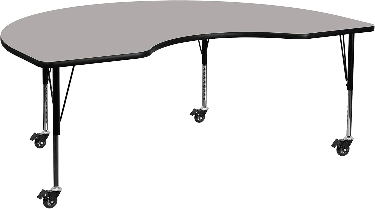 Mobile 48 Round Grey HP Laminate Activity Table - Height Adjustable Short Legs