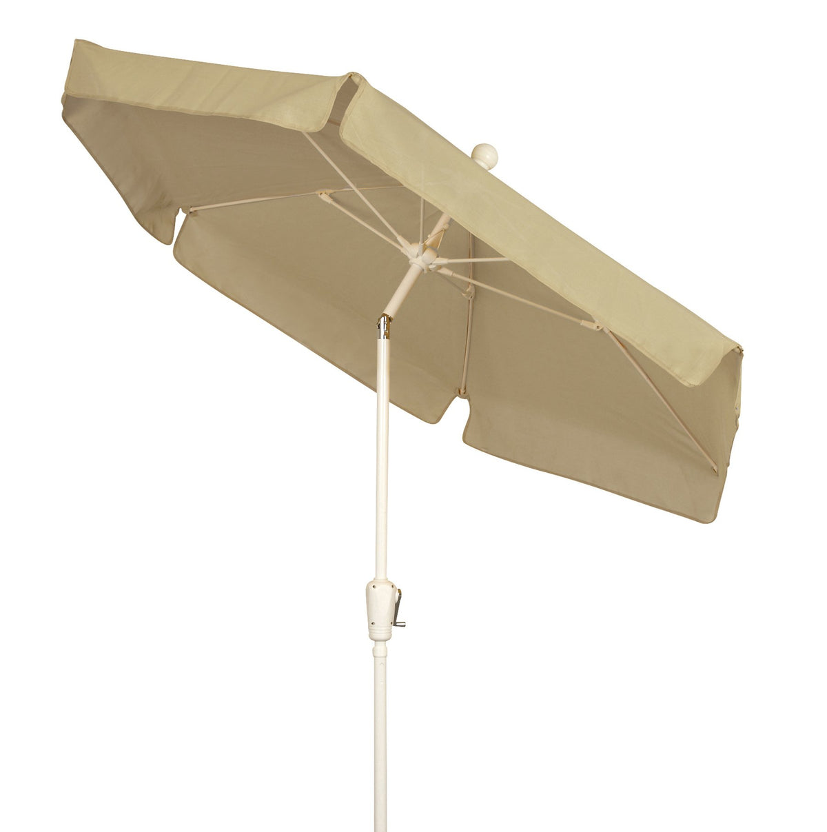 FiberBuilt Umbrellas Garden Umbrella with Push-Button Tilt, 7.5 Foot Beige Canopy and White Pole