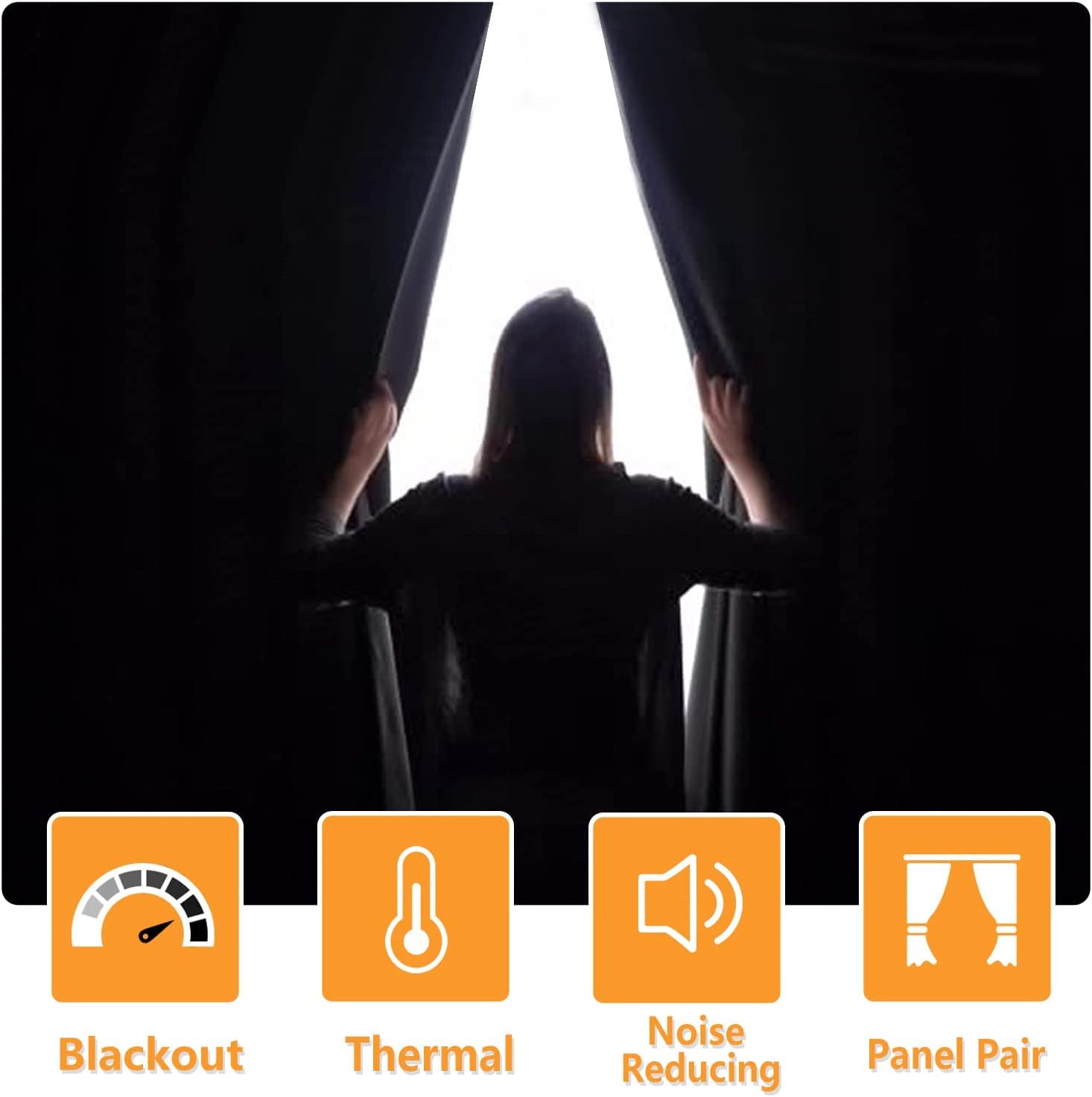 Hiasan Fall Blackout Curtains For Bedroom - Thermal Insulated & Energy Saving Window Curtains For Living Room/Kids Room Home Decor, 2 Drape Panels Sewn With Tiebacks, Burnt Ochre, 52 X 54 Inch