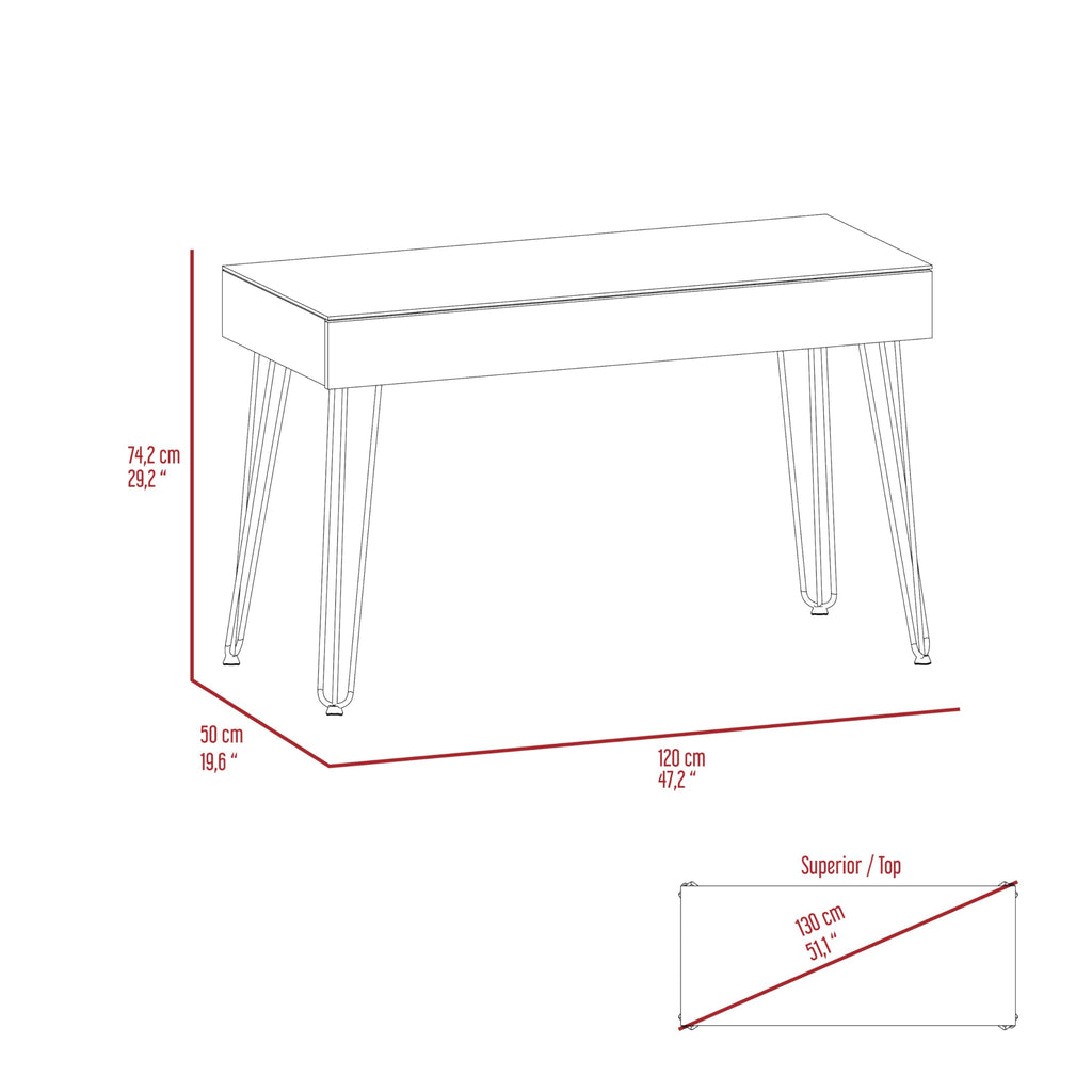Tuhome Baxter 120 Drawer Desk, Four Legs, One Drawer -Mahogany