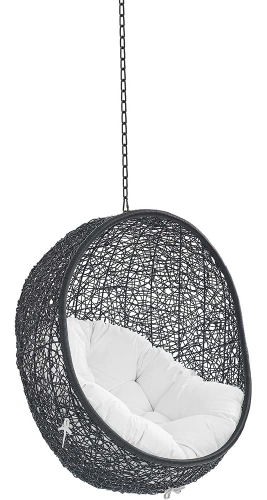 Modway Eei-3636-Blk-Whi Encase Swing Outdoor Patio Lounge Chair Without Stand, Black White, 43.5 X 40 X 125.5