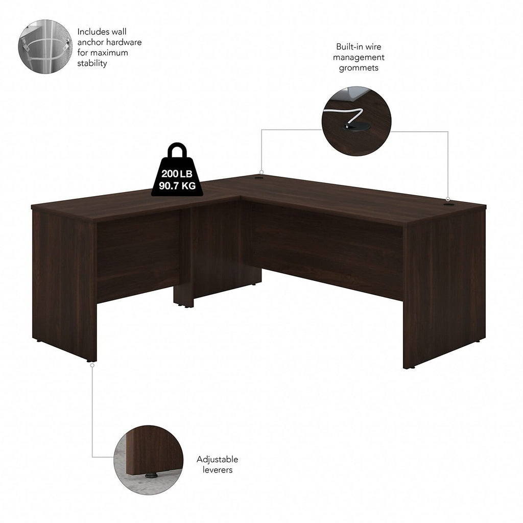 Bush Business Furniture Studio C 72W x 30D L Shaped Desk with 42W Return in Black Walnut