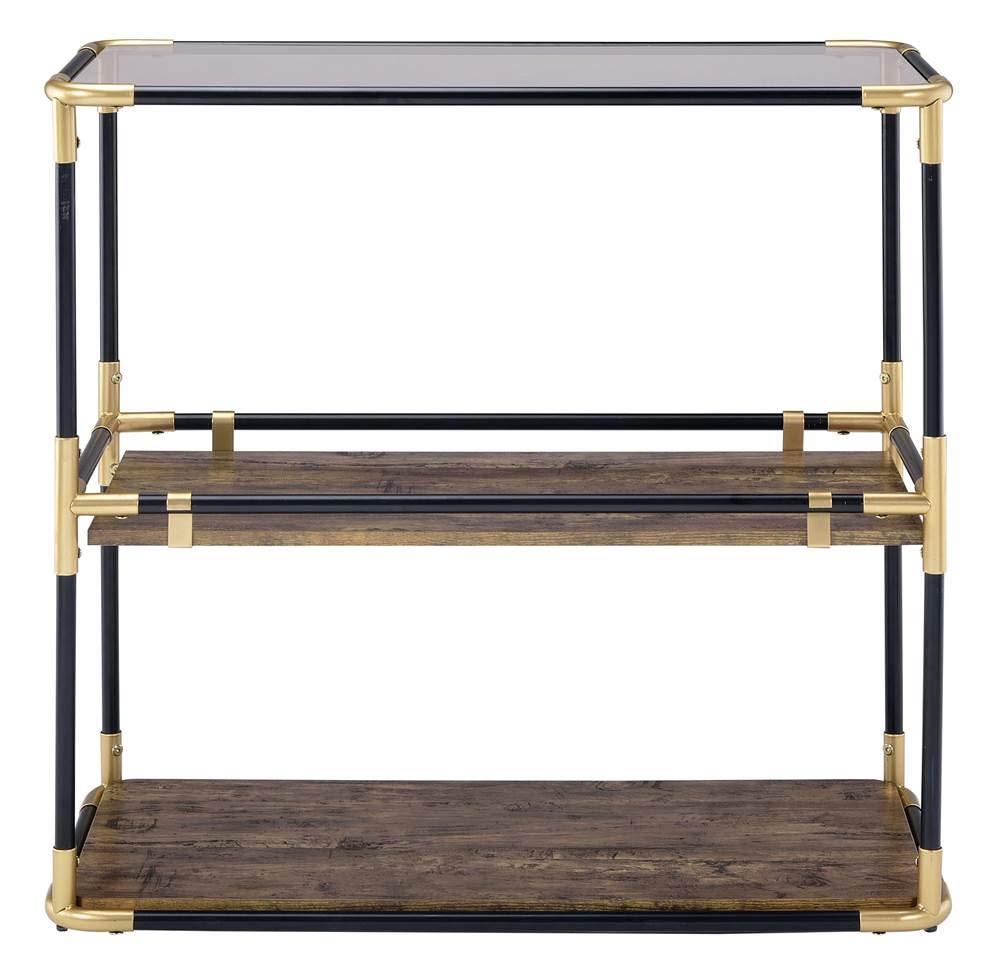 ACME Furniture Heleris Console Table, Black/Gold & Smoky Glass