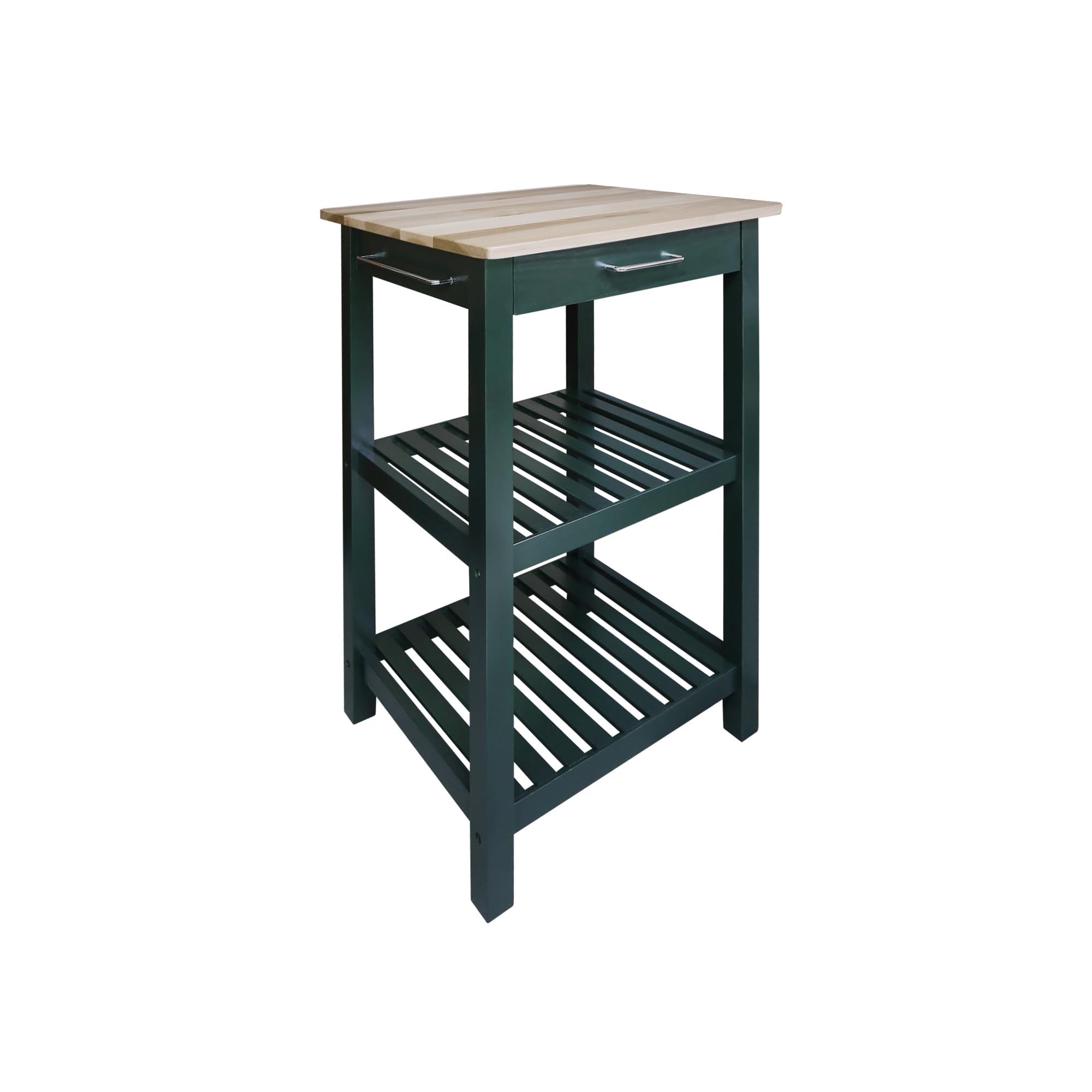 Casual Home Sunrise (Small) with Solid Harvest Hardwood Top Kitchen Island, 22.75 W, Natural/Hunter Green