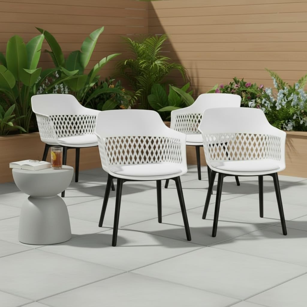 Finch Fox Olive Abs Plastic With Cushion Living Room Cafetreia Dining Armchair For Home & Kitchen, Bedroom, Cafeteria, Waiting,