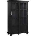 Ameriwood Home Aaron Lane Bookcase With Sliding Glass Doors, Black