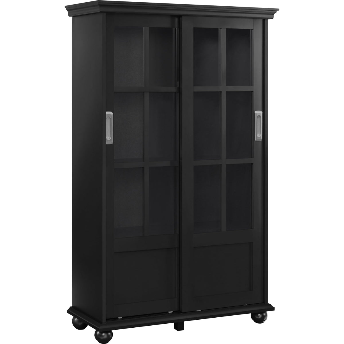 Ameriwood Home Aaron Lane Bookcase With Sliding Glass Doors, Black