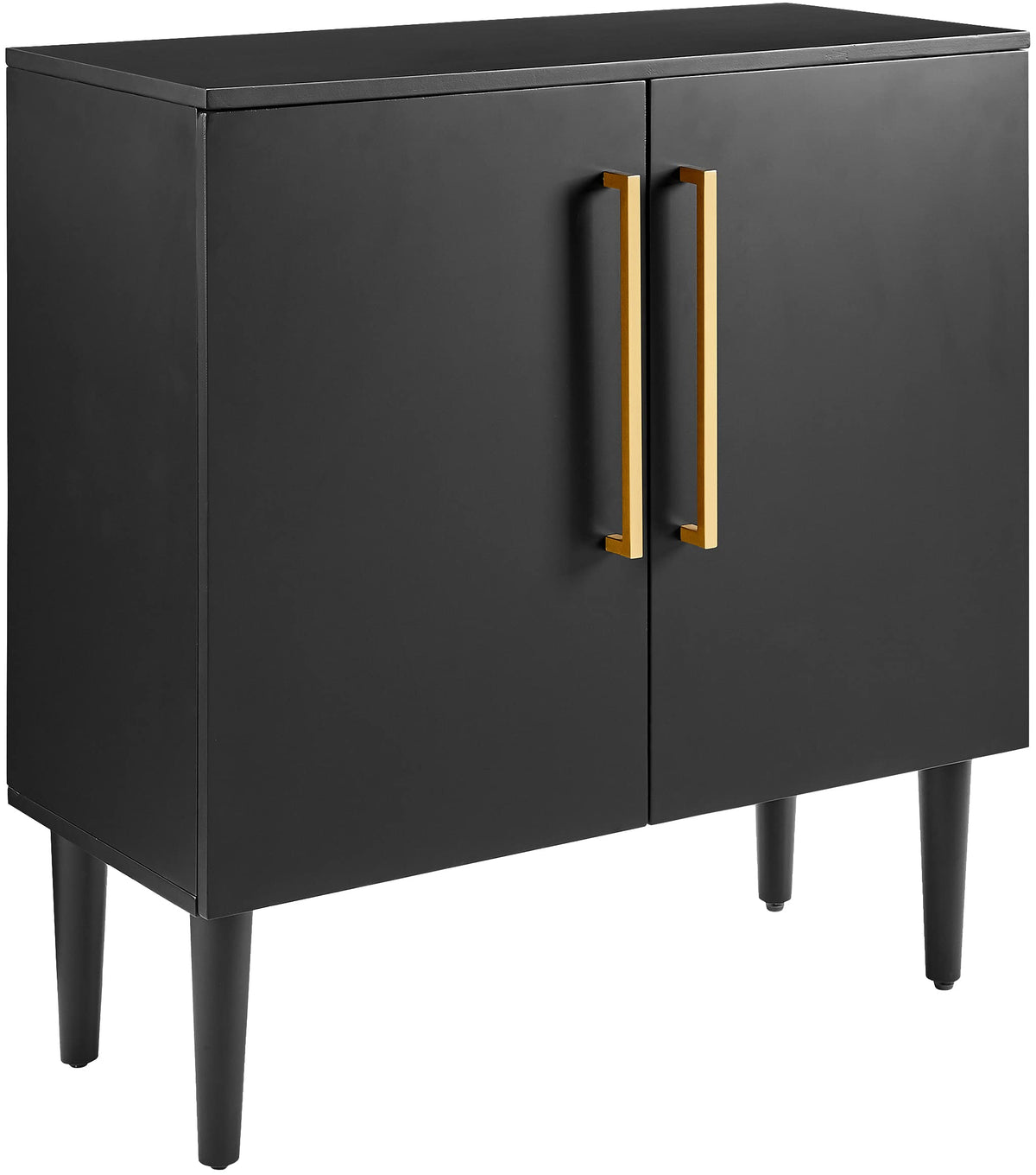 Crosley Furniture Everett Accent Storage Cabinet, Record Player Stand, Vinyl Records Holder, Matte Black