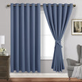 Jiuzhen Dusty Blue Blackout Curtains With Tiebacks Thermal Insulated,Light Blocking And Noise Reducing Grommet Curtains For Bedroom And Living Room, Set Of 2 Window Curtain Panels, 70 X 72 Inch Length