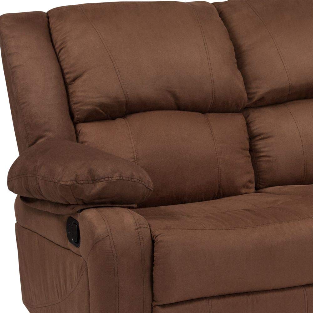 Flash Furniture Harmony Series Chocolate Brown Microfiber Loveseat With Two Built-In Recliners