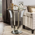 Baxton Studio Mirrored Accent Side Table - Modern Glam, 22.875" x 22.875" x 30.375", Metallic, Glass, Model RS1242