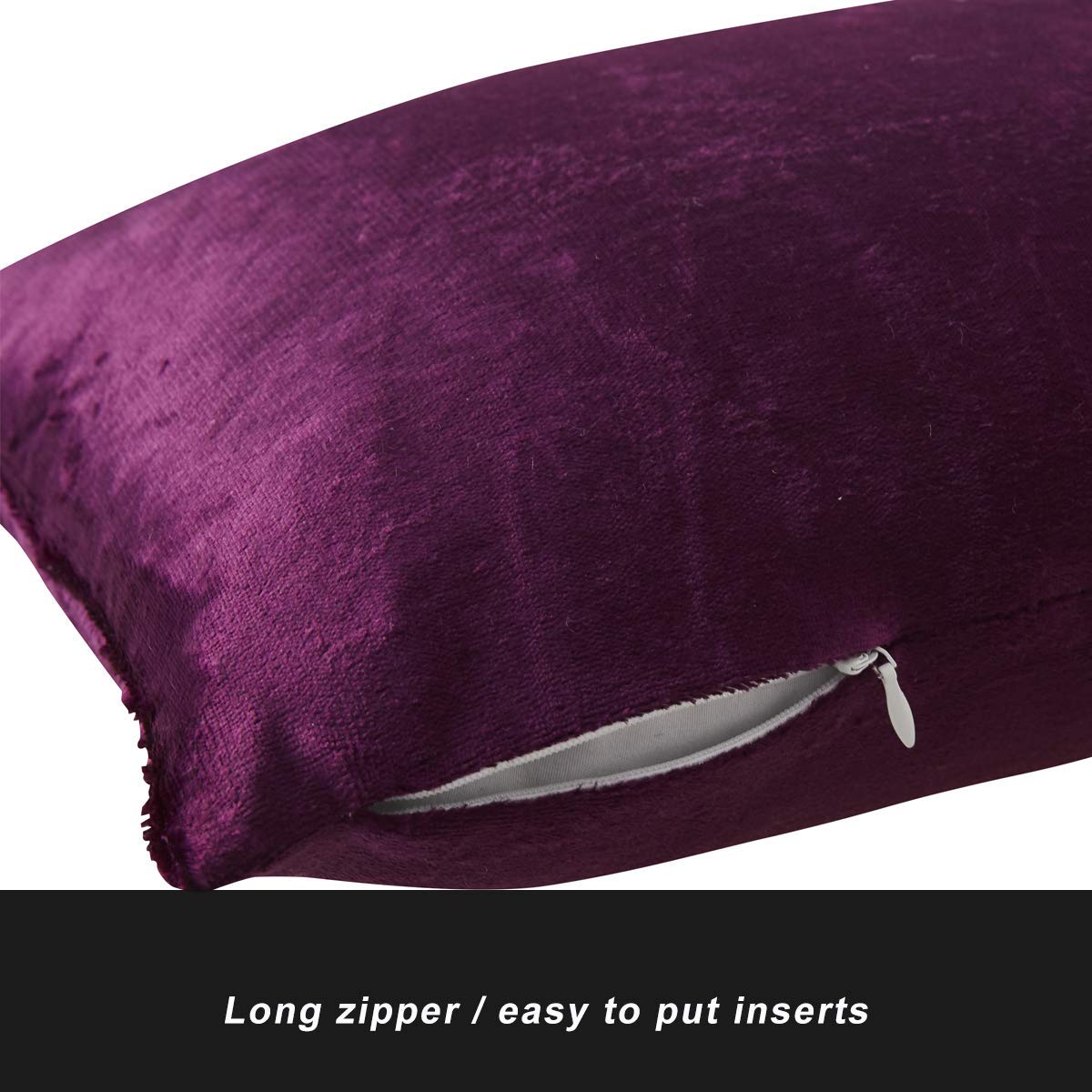 Purple Velvet Decorative Throw Pillow Covers For Sofa Bed 2 Pack Soft Cushion Cover