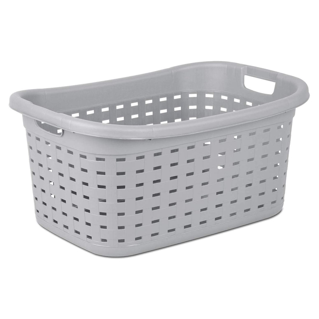 Sterilite Weave Laundry Basket, Freestanding Plastic Clothes Hamper With Handles, 6 Pack, Cement
