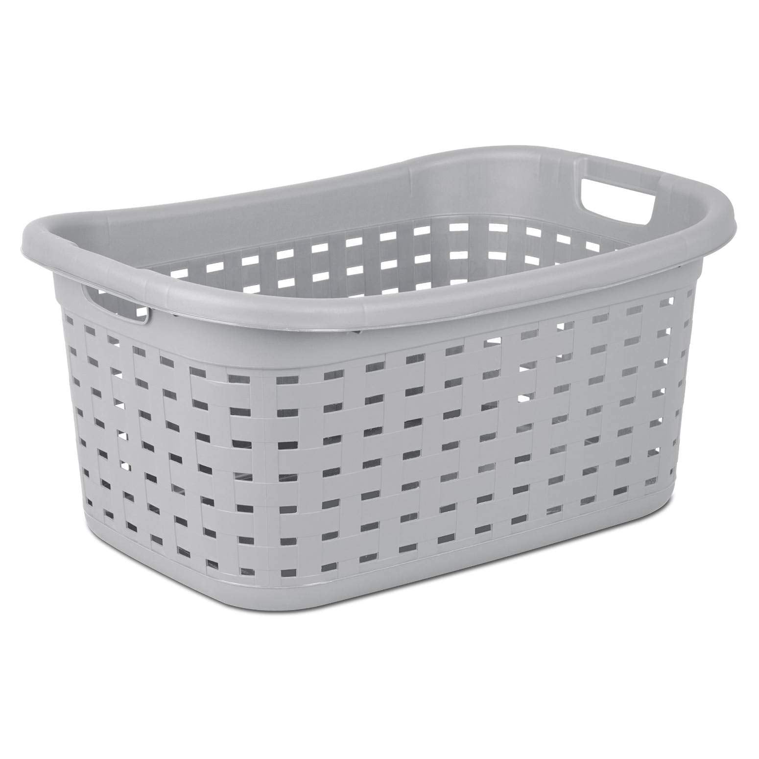 Sterilite Weave Laundry Basket, Freestanding Plastic Clothes Hamper With Handles, 6 Pack, Cement