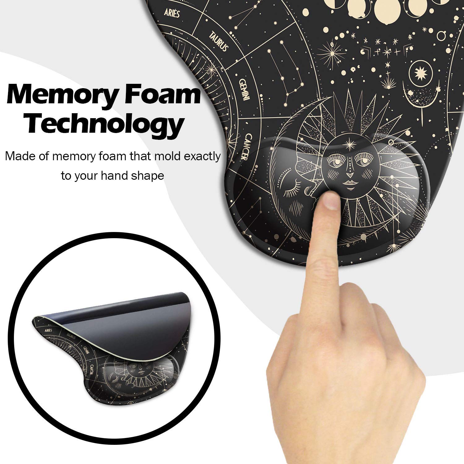 Dooke Ergonomic Mouse Pad With Wrist Support, Cute Mouse Pads With Non-Slip Rubber Base For Home Office Working Studying Easy Ty