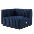 Modway Conjure Modern Channel Tufted Velvet Left-Arm Chair In Midnight Blue