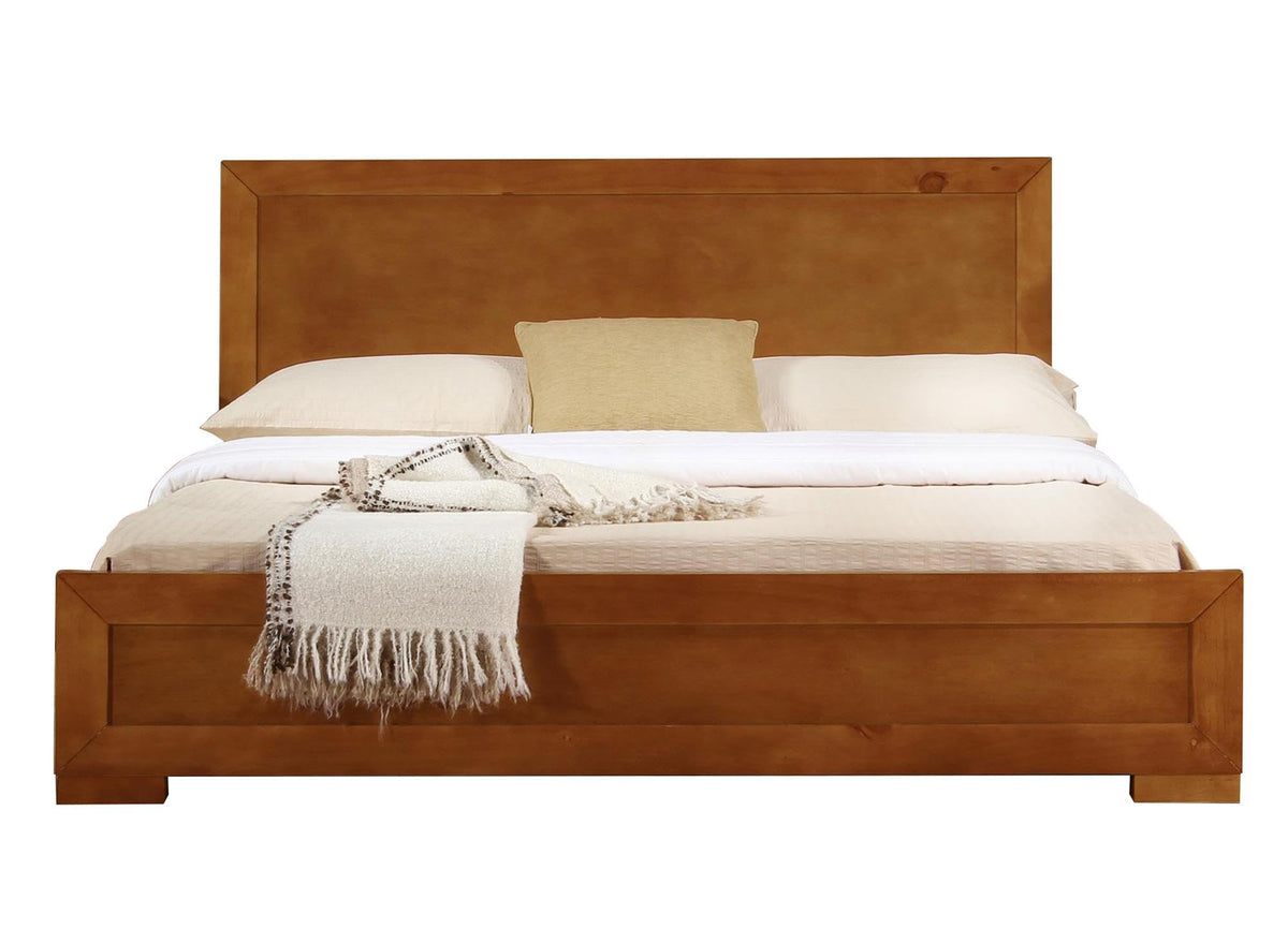 Trent Wooden Platform Bed in Oak, King/ Oak