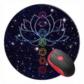 Mouse Pad Namaste Flower Chakras Zen, Round Mousepad, Non-Slip Rubber Base Mouse Mat For Laptop And Computer