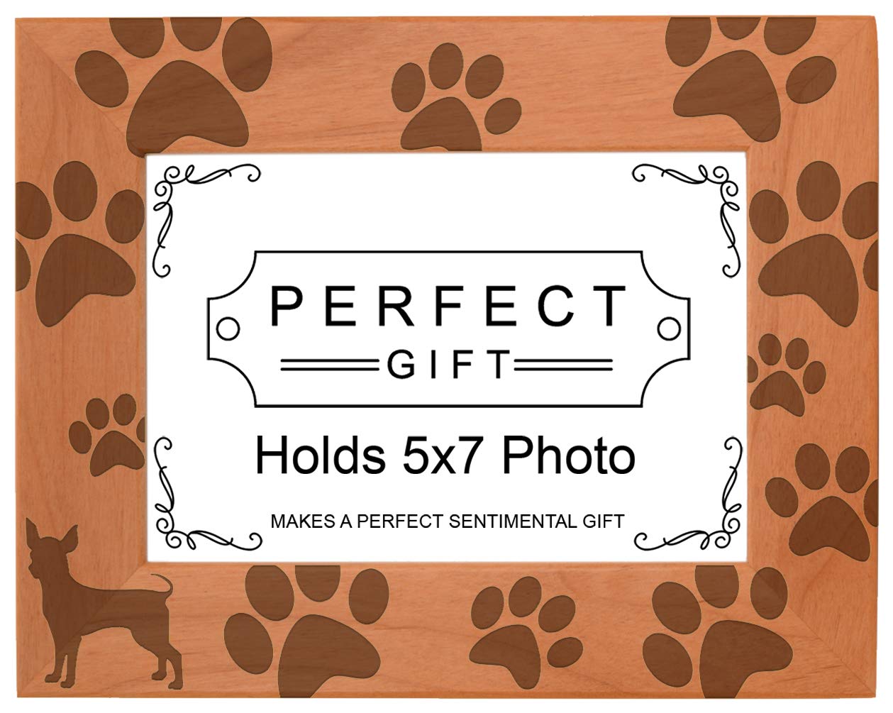 Gifts For All By Rachel Olevia Dog Lover Gift Chihuahua Paw Prints Natural Wood Engraved 5x7 Landscape Picture Frame Wood