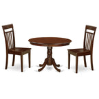 East West Furniture HLCA3-MAH-W 3 Piece Kitchen Table Set for Small Spaces Contains a Round Dining Room Table with Pedestal and 2 Dining Chairs, 42x42 Inch, Mahogany