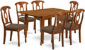 East West Furniture MLNA7-SBR-C Milan 7 Piece Kitchen Set Consist of a Rectangle Butterfly Leaf Dining Table and 6 Linen Fabric Upholstered Chairs, 36x54 Inch