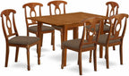East West Furniture MLNA7-SBR-C Milan 7 Piece Kitchen Set Consist of a Rectangle Butterfly Leaf Dining Table and 6 Linen Fabric Upholstered Chairs, 36x54 Inch