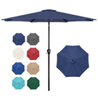 Simple Deluxe 9Ft Outdoor Patio Umbrella Table Market Umbrella With Push Button Tilt And Crank, 8 Sturdy Ribs, Uv Protection Waterproof For Garden, Lawn, Deck, Backyard, Pool, Dark Blue