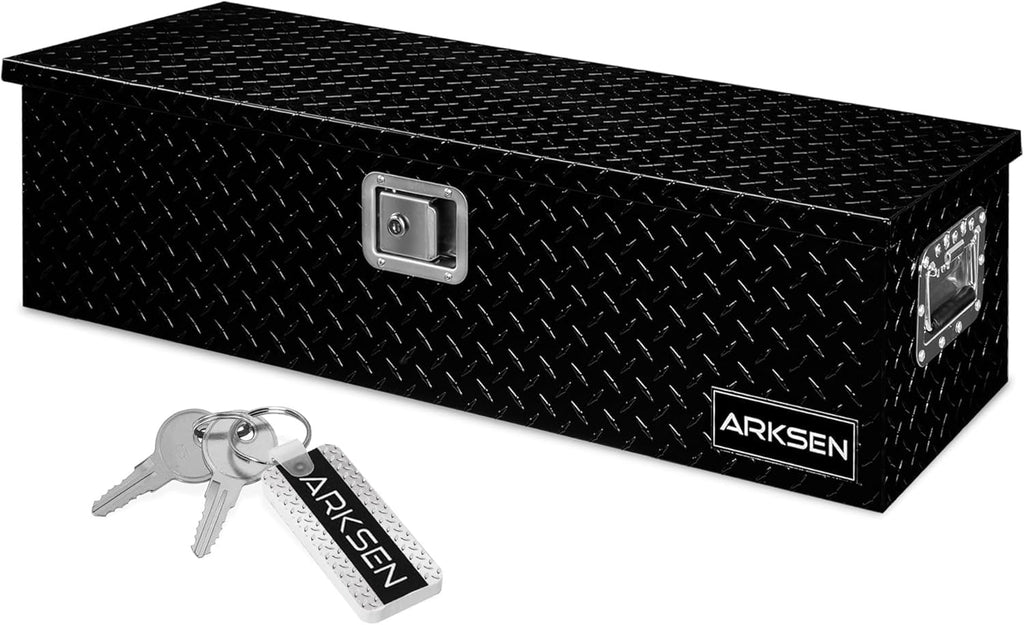 Arksen 39' Aluminum Diamond Plate Tool Box, Heavy Duty Waterproof Truck Storage Organizer Chest For Pick Up,Truck Bed, Rv Trail